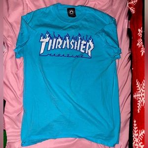 Blue purple flamed thrasher tee